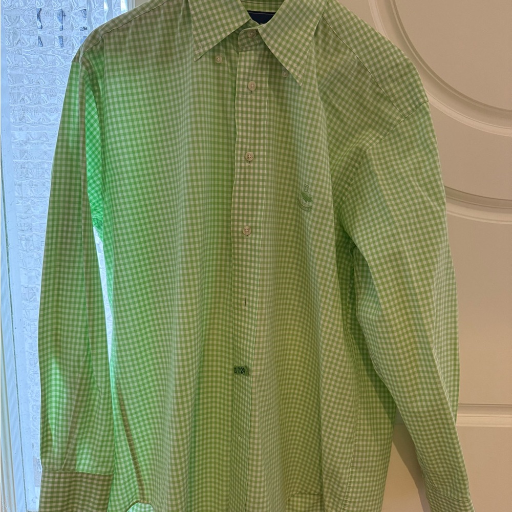 Faconnable Light Green Gingham Men's Shirt